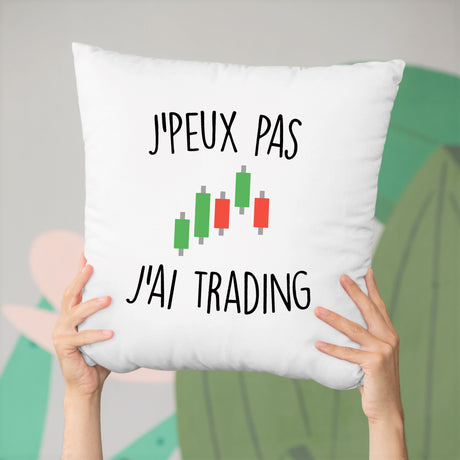 Coussin J'peux pas j'ai trading Blanc