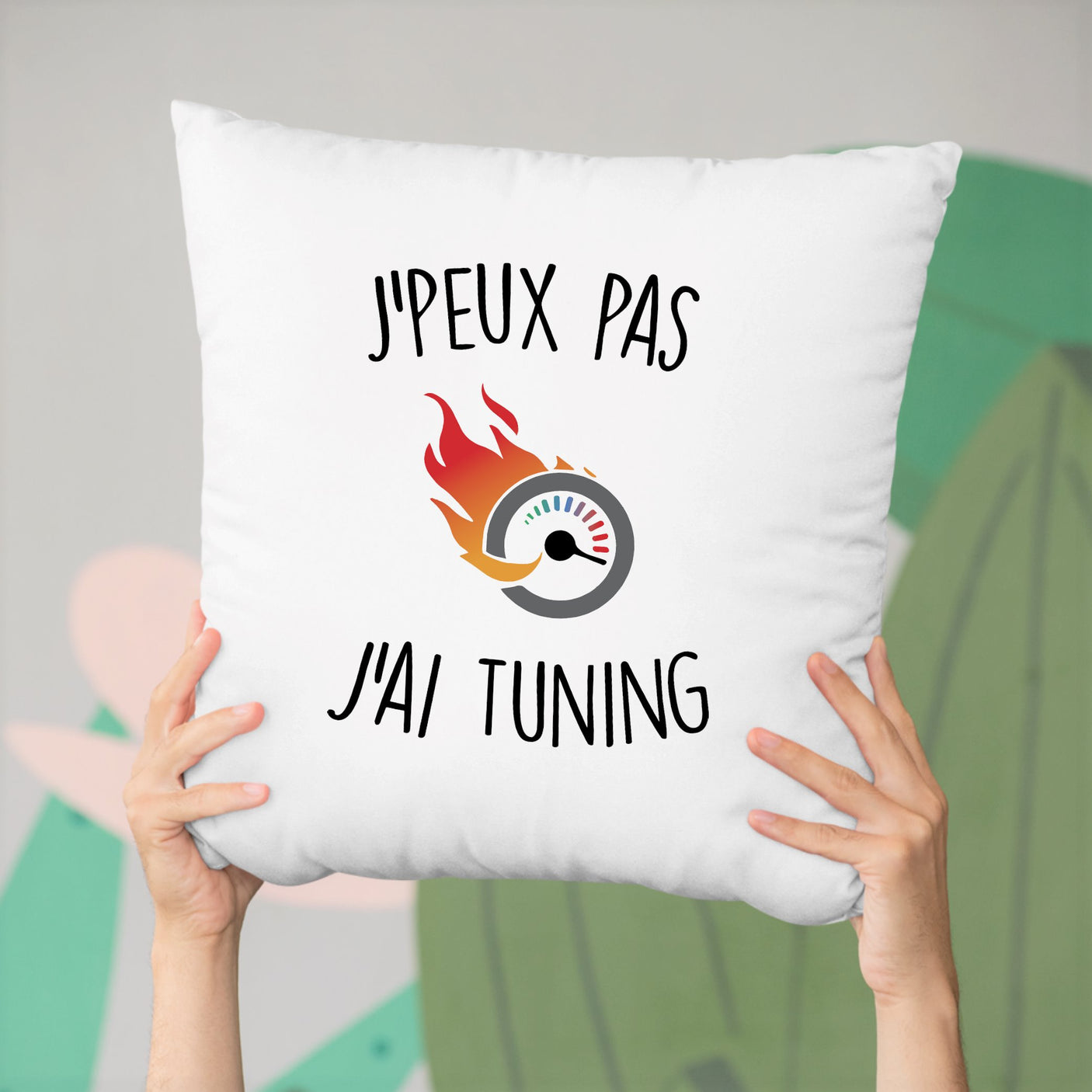 Coussin J'peux pas j'ai tuning Blanc