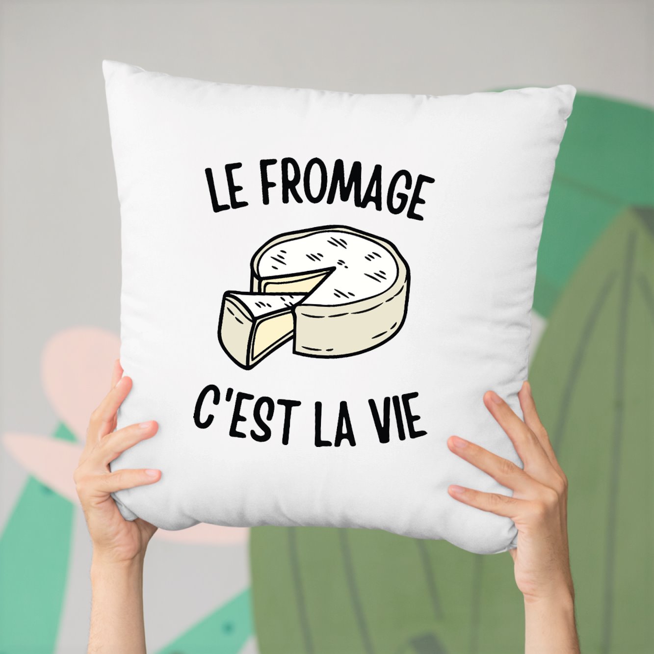 Coussin Le fromage c'est la vie Blanc