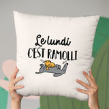 Coussin Le lundi c'est ramolli Beige