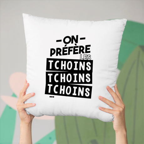 Coussin On préfère les tchoins Blanc