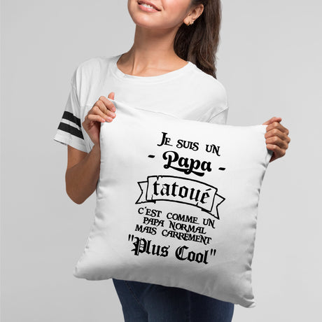 Coussin Papa tatoué Blanc