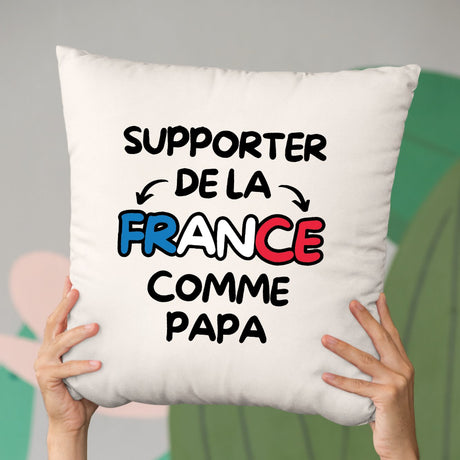 Coussin Supporter de la France comme papa Beige