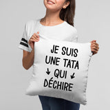 Coussin Tata qui déchire Blanc