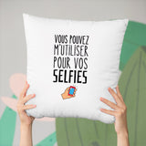 Coussin Vous pouvez m'utiliser pour vos selfies Blanc