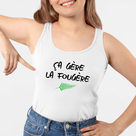 Débardeur Femme Ça gère la fougère Blanc