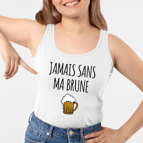 Débardeur Femme Jamais sans ma brune Blanc