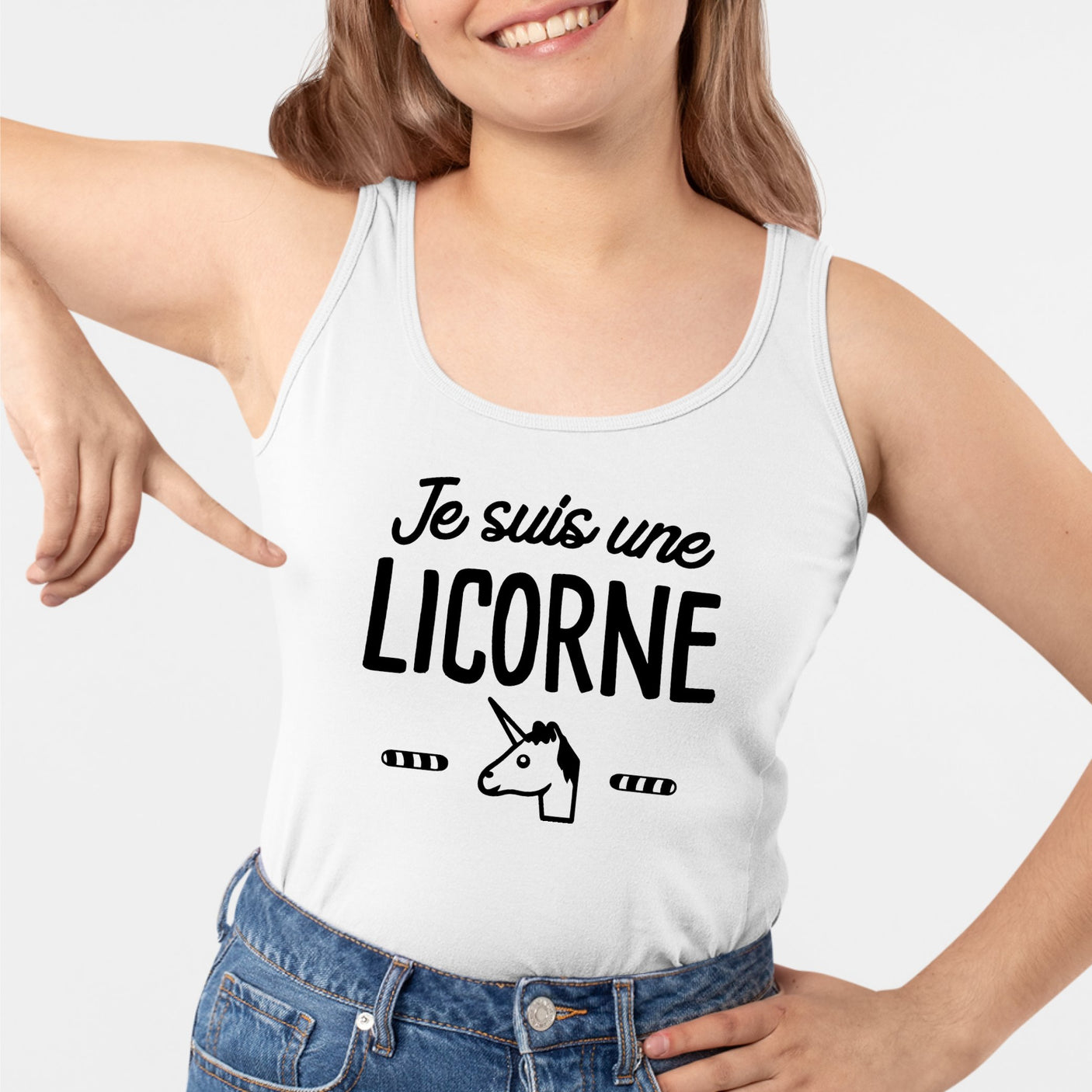 Débardeur Femme Je suis une licorne Blanc