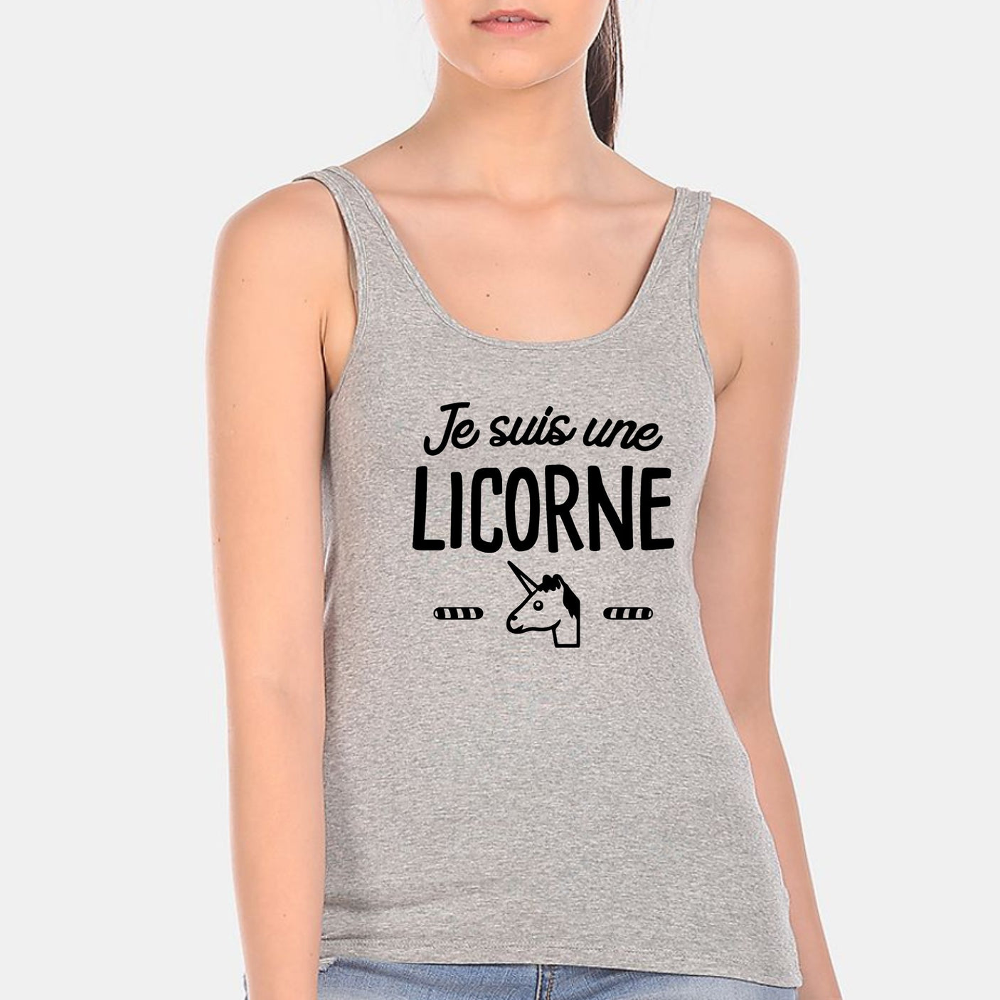 Débardeur Femme Je suis une licorne Gris