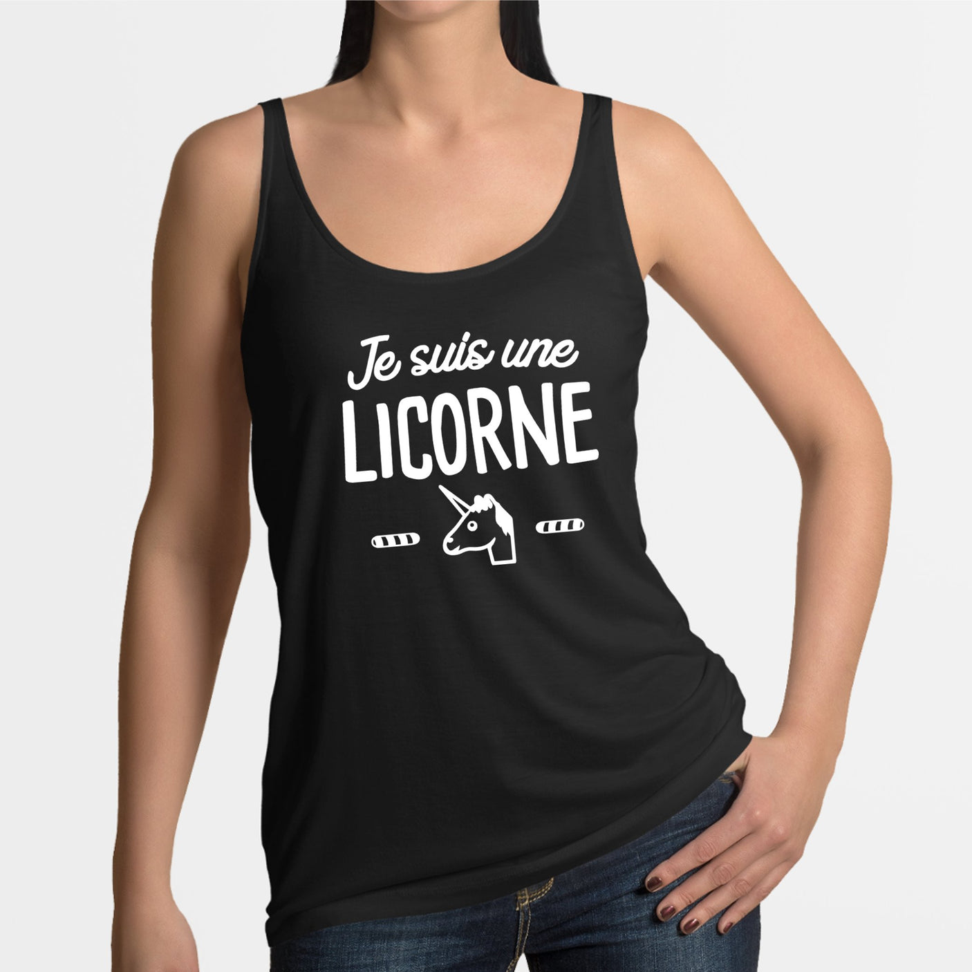 Débardeur Femme Je suis une licorne Noir