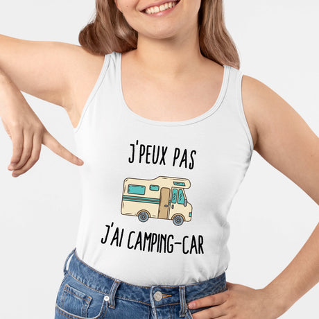 Débardeur Femme J'peux pas j'ai camping-car Blanc