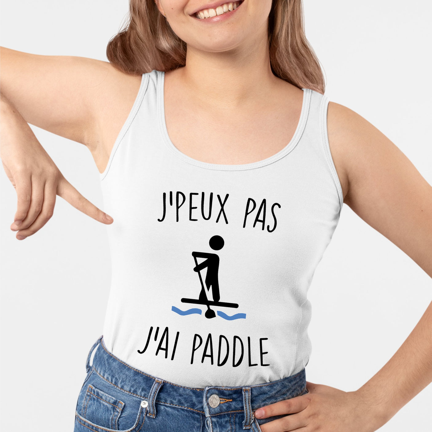 Débardeur Femme J'peux pas j'ai paddle Blanc