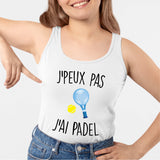 Débardeur Femme J'peux pas j'ai padel Blanc