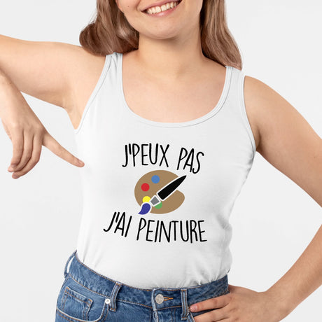 Débardeur Femme J'peux pas j'ai peinture Blanc