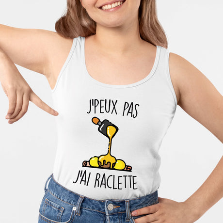 Débardeur Femme J'peux pas j'ai raclette Blanc