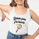 Débardeur Femme J'peux pas j'ai tennis Blanc