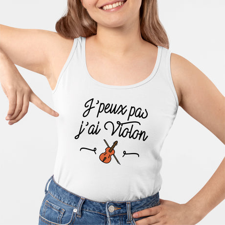 Débardeur Femme J'peux pas j'ai violon Blanc