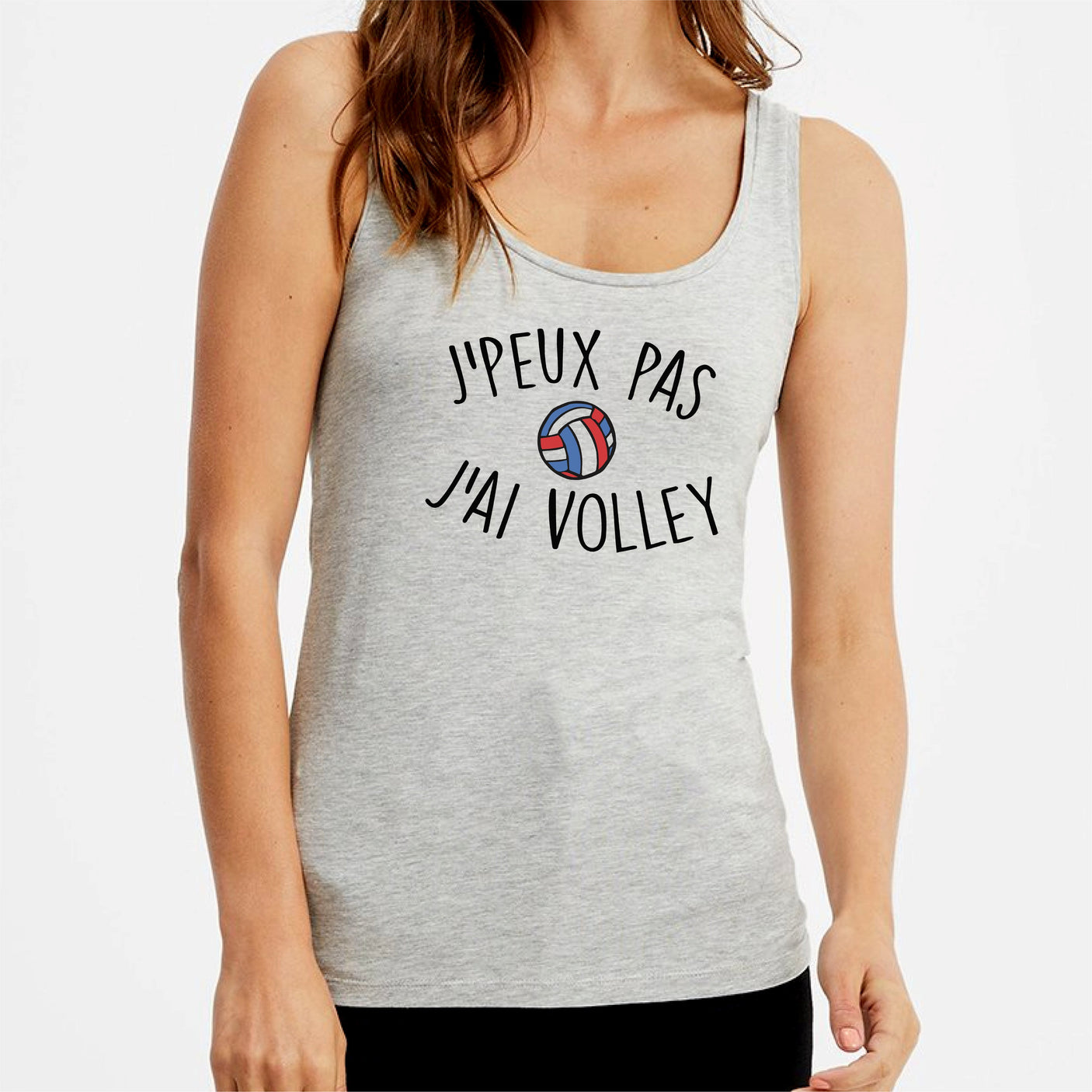 Débardeur Femme J'peux pas j'ai volley Gris