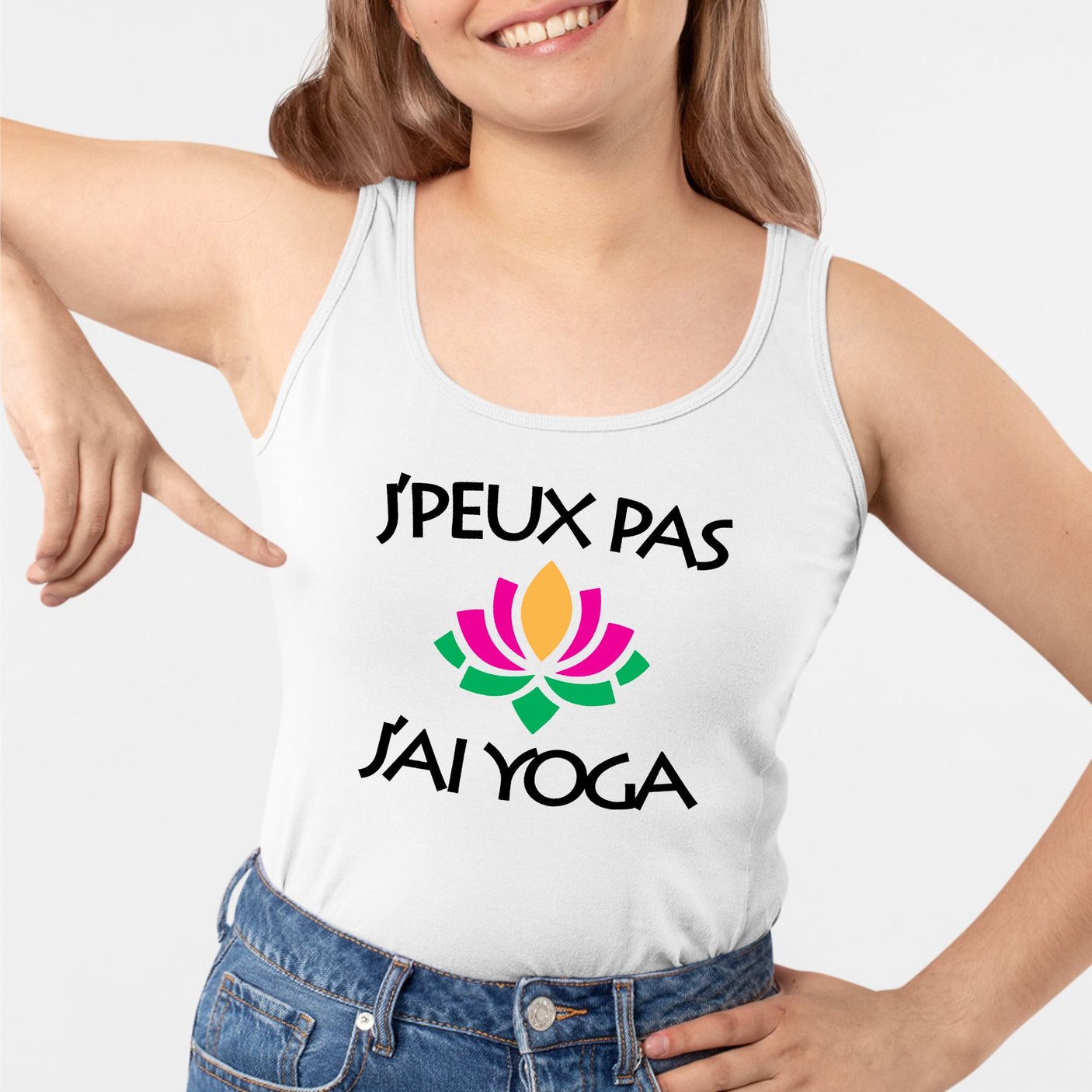 Débardeur Femme J'peux pas j'ai yoga Blanc