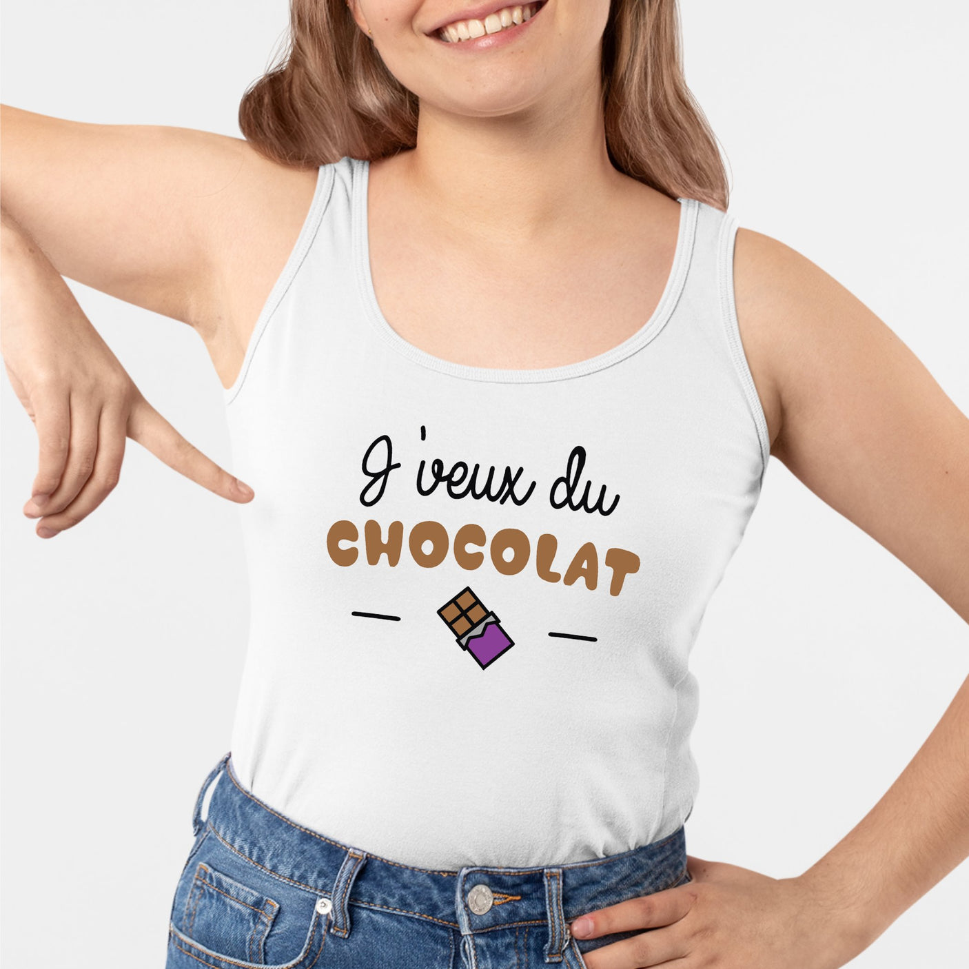 Débardeur Femme J'veux du chocolat Blanc