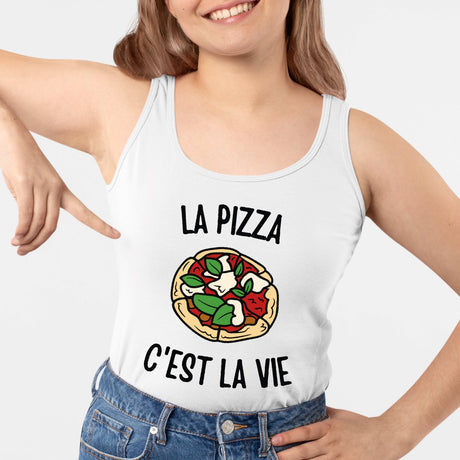 Débardeur Femme La pizza c'est la vie Blanc