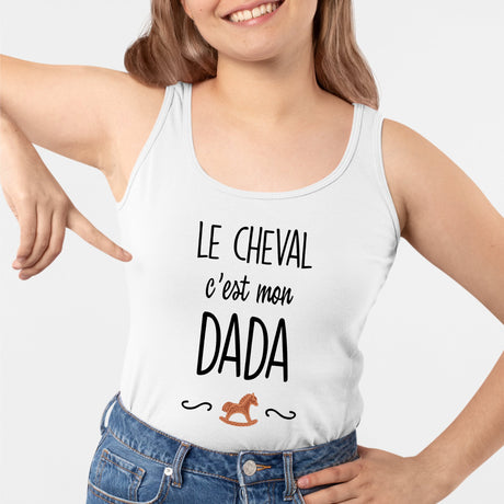 Débardeur Femme Le cheval c'est mon dada Blanc