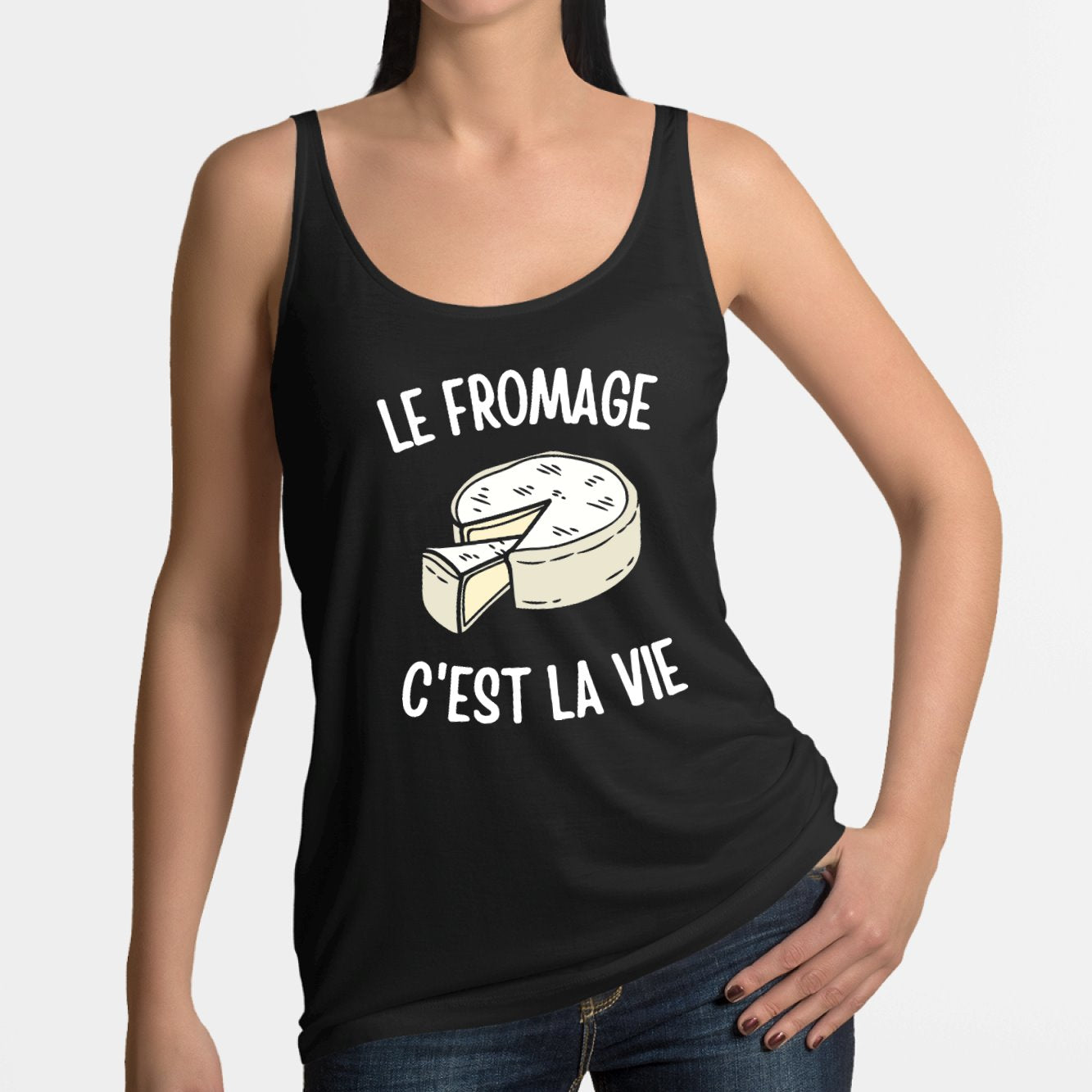 Débardeur Femme Le fromage c'est la vie Noir