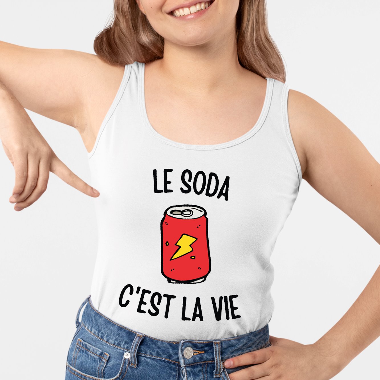 Débardeur Femme Le soda c'est la vie Blanc