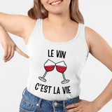 Débardeur Femme Le vin c'est la vie Blanc