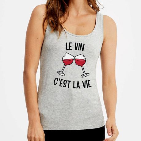 Débardeur Femme Le vin c'est la vie Gris