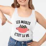 Débardeur Femme Les moules c'est la vie Blanc