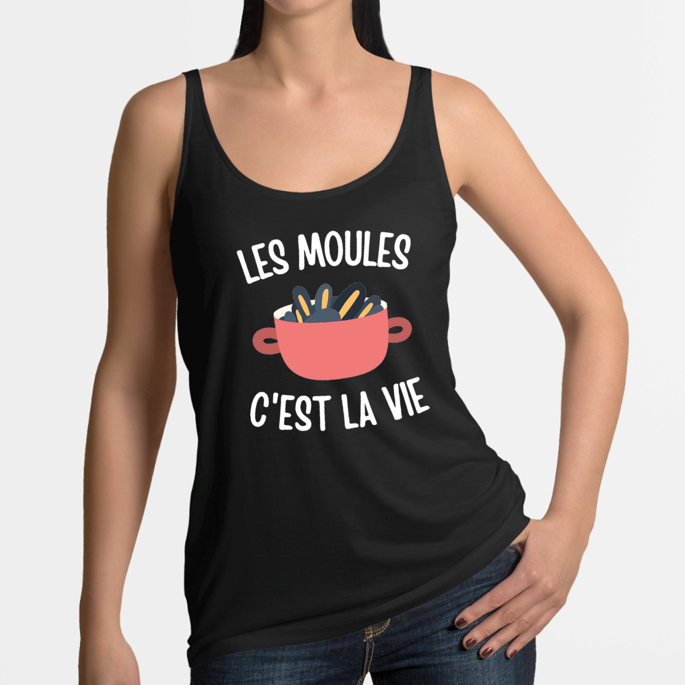 Débardeur Femme Les moules c'est la vie Noir