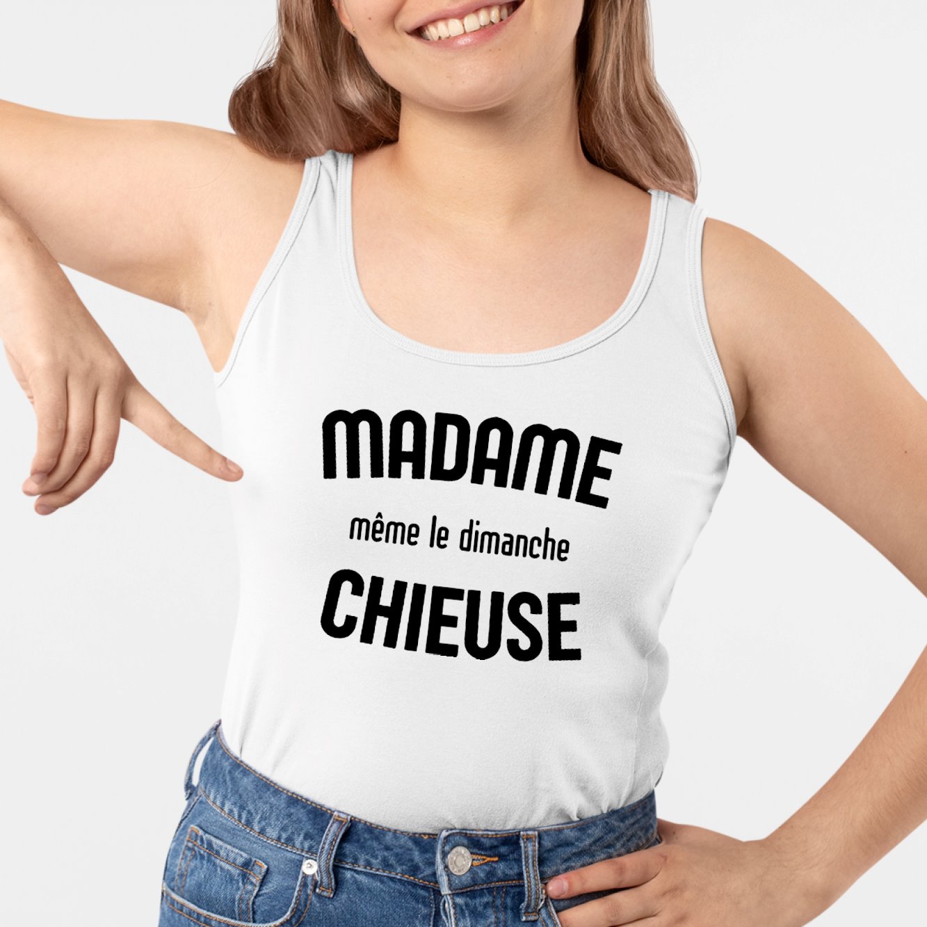 Débardeur Femme Madame chieuse Blanc