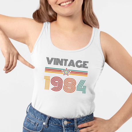 Débardeur Femme Vintage année 1984 Blanc