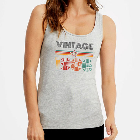 Débardeur Femme Vintage année 1986 Gris