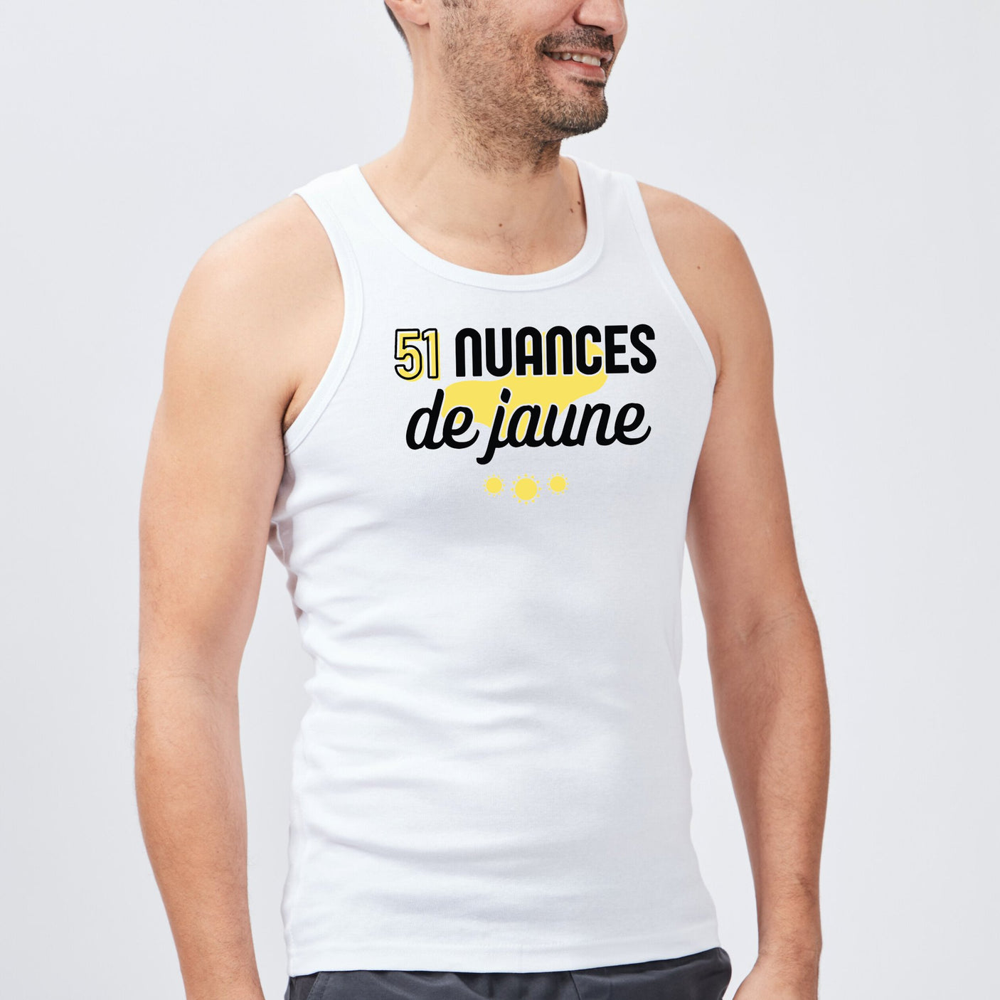 Débardeur Homme 51 nuances de jaune Blanc