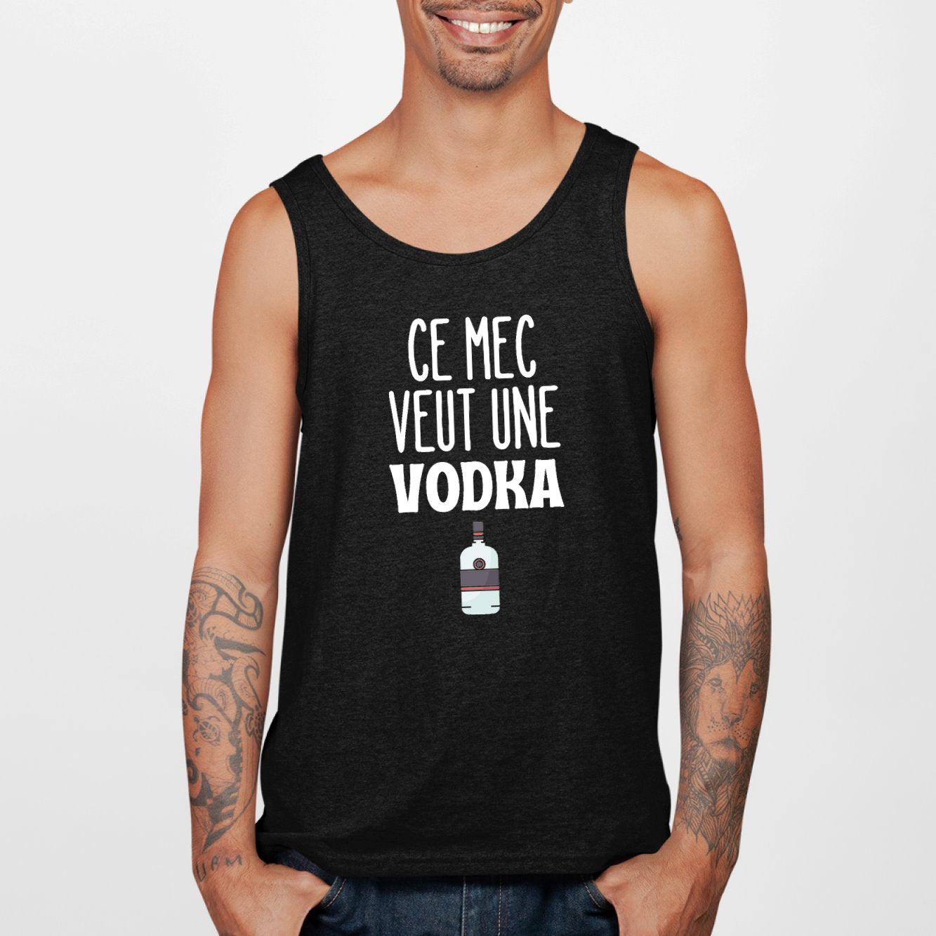 Débardeur Homme Ce mec veut une vodka Noir