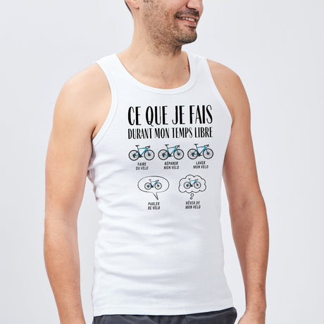 Débardeur Homme Ce que je fais durant mon temps libre Vélo Blanc