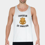 Débardeur Homme Chasseur de sanglier Blanc