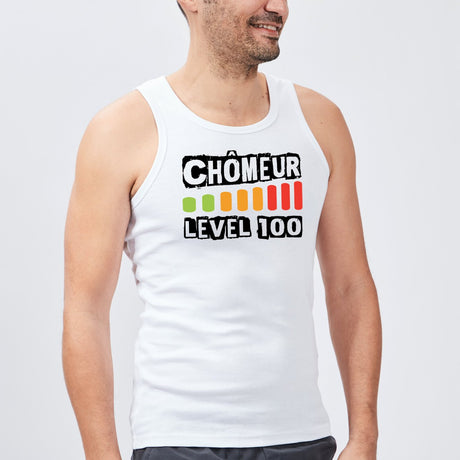 Débardeur Homme Chômeur level 100 Blanc