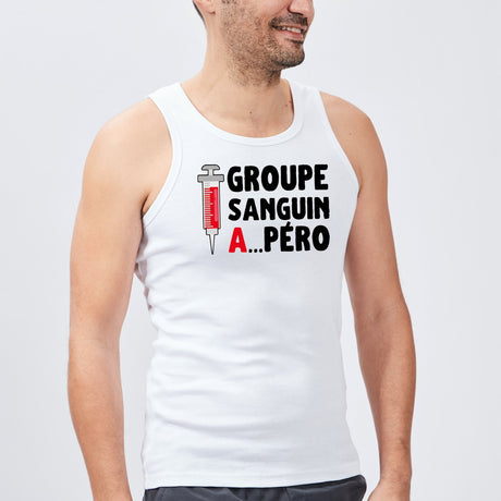 Débardeur Homme Groupe sanguin Apéro Blanc