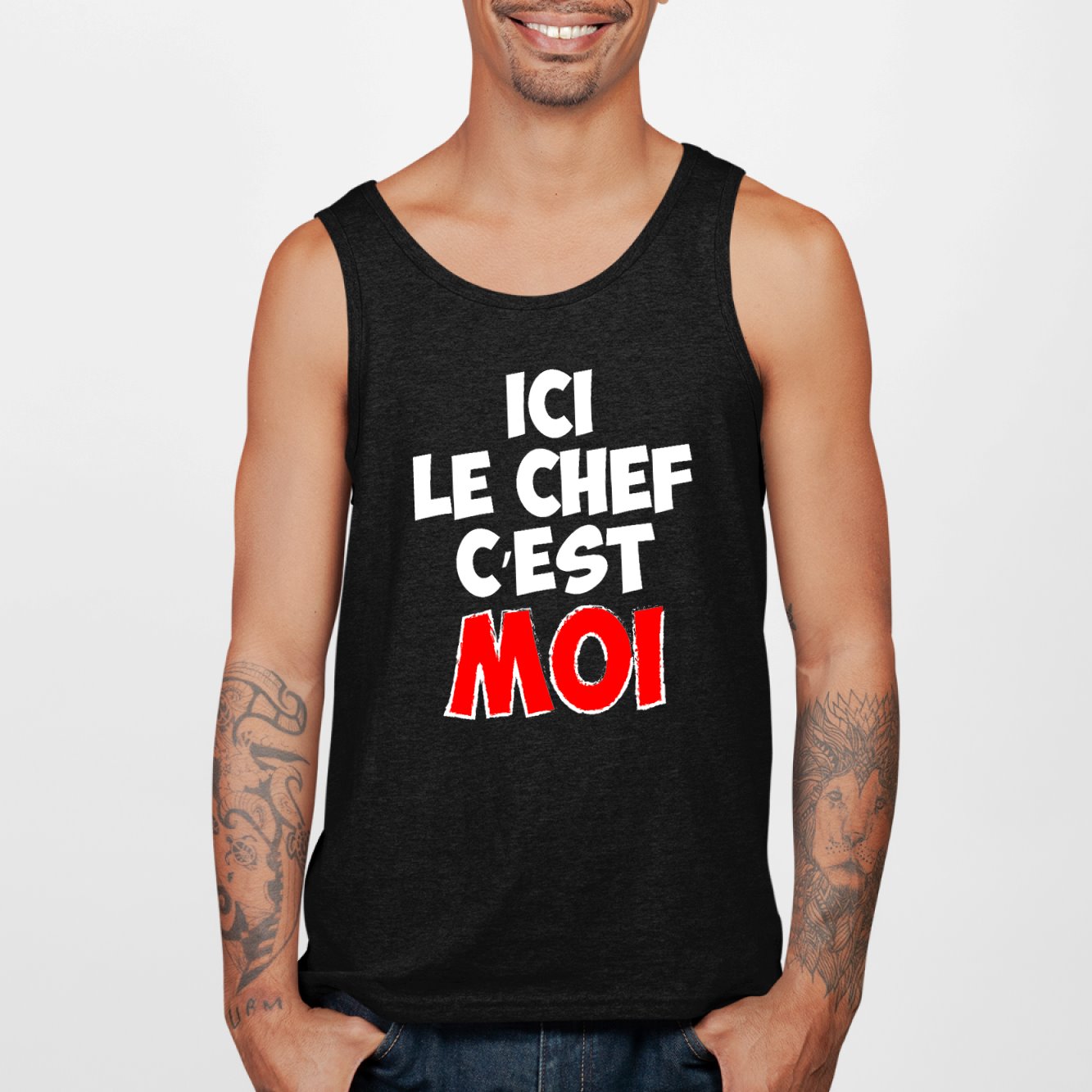 Débardeur Homme Ici le chef c'est moi Noir