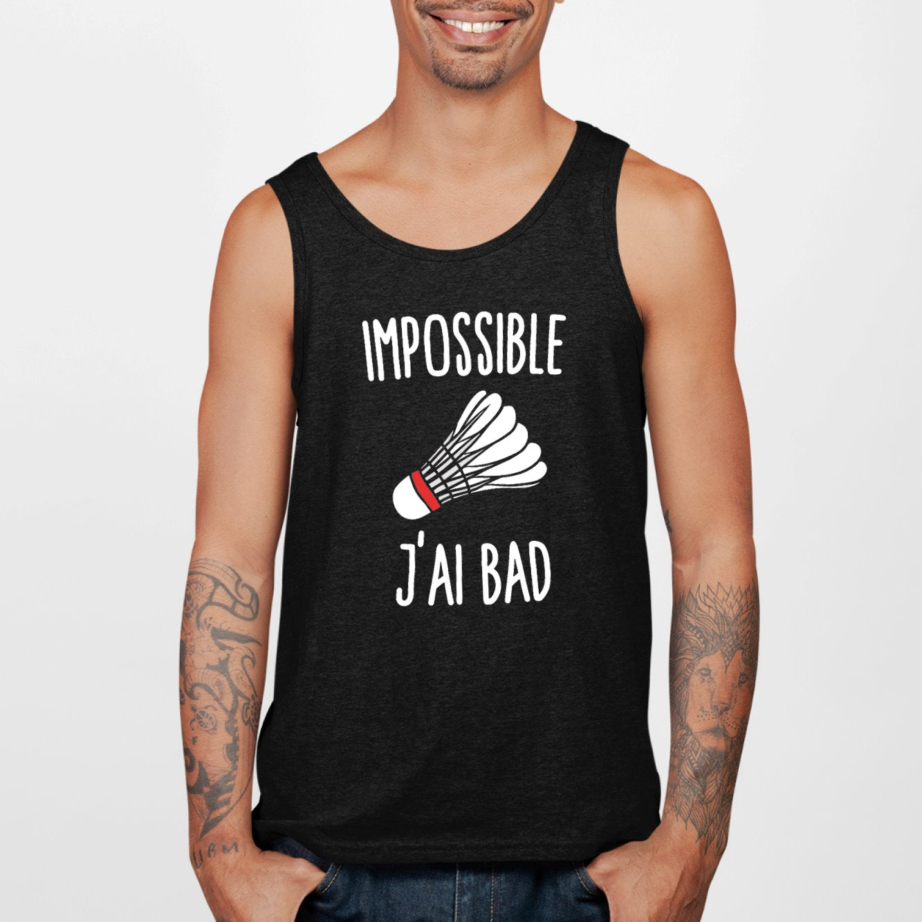 Débardeur Homme Impossible j'ai bad Noir