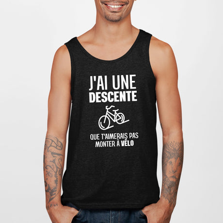 Débardeur Homme J'ai une descente que t'aimerais pas monter à vélo Noir