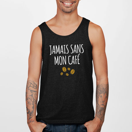 Débardeur Homme Jamais sans mon café Noir