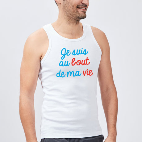 Débardeur Homme Je suis au bout de ma vie Blanc