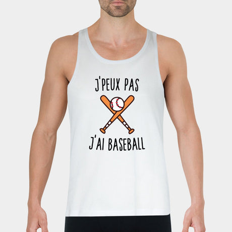Débardeur Homme J'peux pas j'ai baseball Blanc