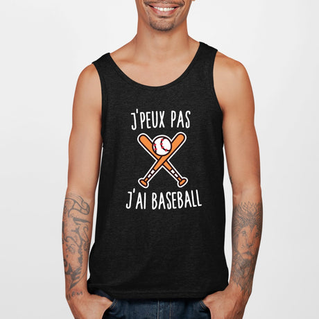 Débardeur Homme J'peux pas j'ai baseball Noir