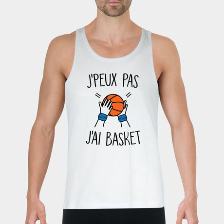 Débardeur Homme J'peux pas j'ai basket Blanc