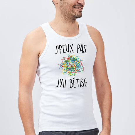 Débardeur Homme J'peux pas j'ai bêtise Blanc